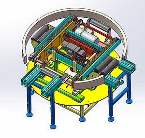 3D Heavy Duty 90-180-360 Degree  Pallet Turntable Conveyor 3D CAD Model model