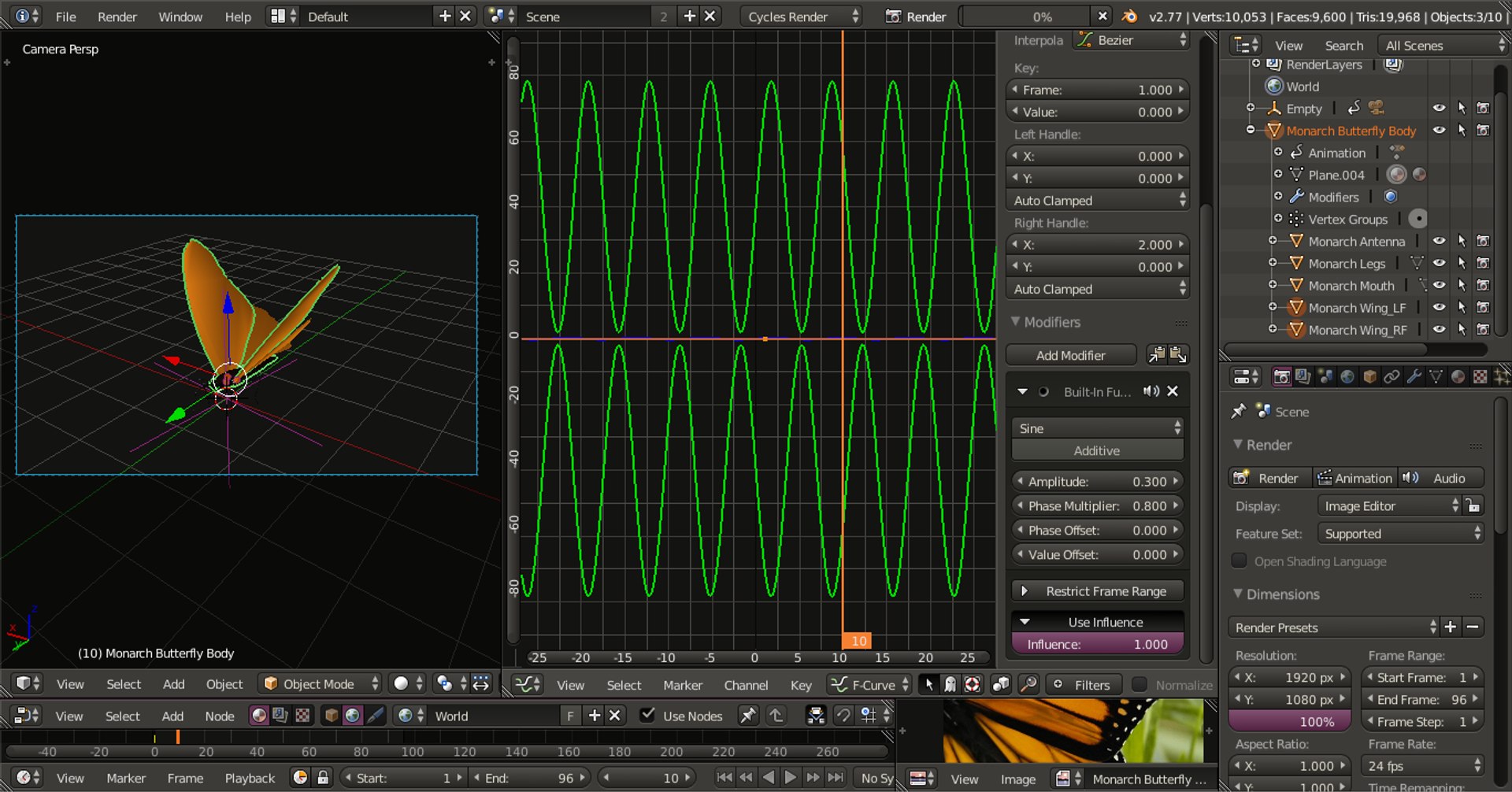 3d Model Monarch Butterfly Animations Rig