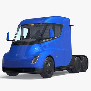 3D Tesla Semi Electric Truck Blue Simplified model