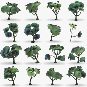 3D Alien plants set 010 model