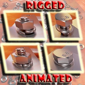 maya m8x20 hexagon bolt animation