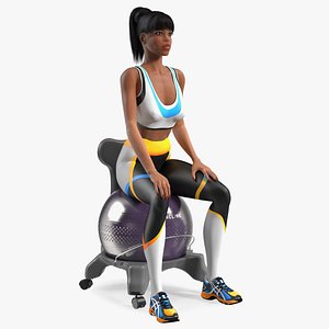 Sportswoman Sitting on Balancing Chair Grey