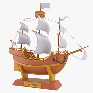 Cartoon Galleon On Stand 3D model