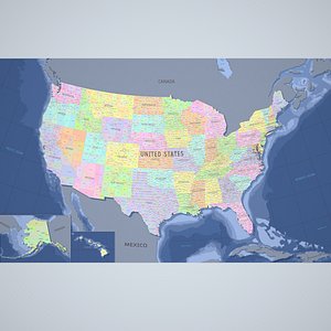 3D model USA 3D Map-Albers Conic Coords-Counties-Standard
