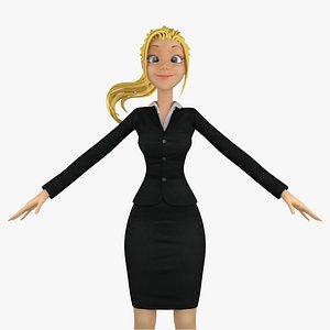 3d cartoon business woman model