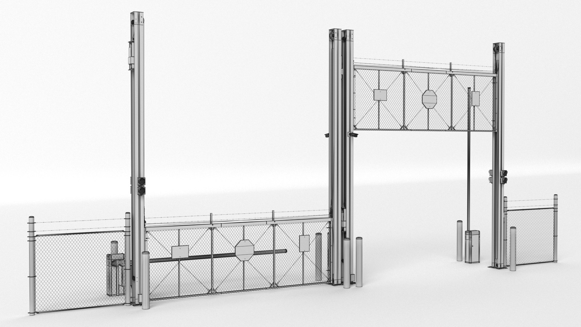 3D Industrial Double Vertical Gates - TurboSquid 1764087