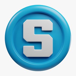 Sandbox or SAND teal crypto coin with cartoon style