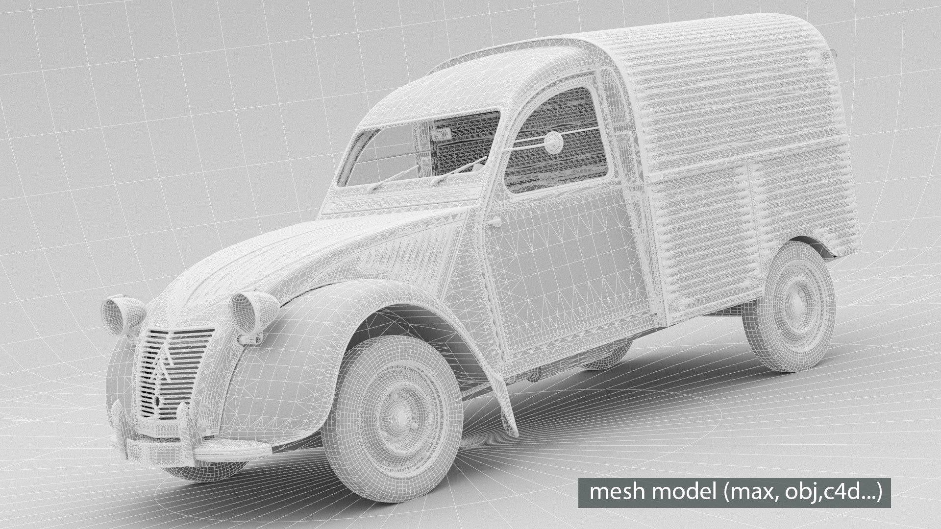 3D Citroen 2CV Fourgonnette 1958 https://p.turbosquid.com/ts-thumb/D5/A2uPxy/Si/wire4/jpg/1668457513/1920x1080/fit_q87/8b7d8b58ee5f2e74bbeb859a28d827dc07a15f9b/wire4.jpg