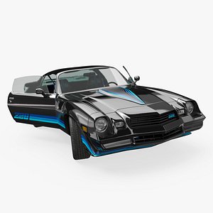 Classic Chevrolet Camaro Z28 Sports Car Black Rigged for Maya 3D