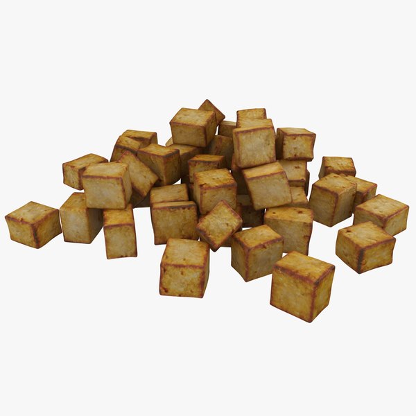 realistic fried tofu 3d model