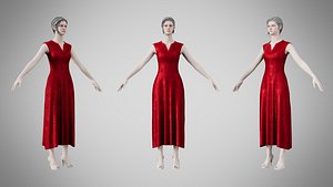 3D Dress 44 Crimson Velvet With Design model