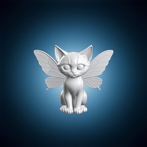 3D Fairy Cat Delicate Winged Feline 3D Print Model