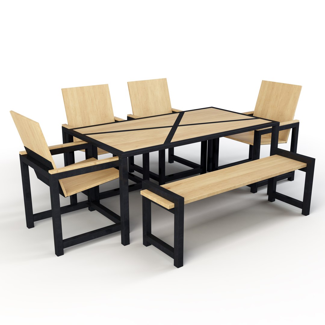 Set Industrial Table Chairs Model TurboSquid 1158263