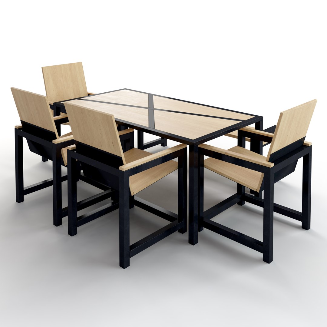 Set Industrial Table Chairs Model TurboSquid 1158263