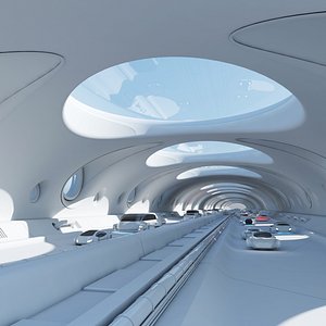 futuristic tunnel cars 3D model