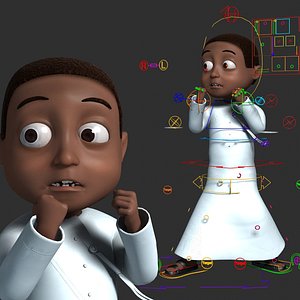 Arabic black muslim boy cartoon characater
