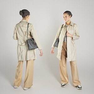 Attractive lady in a beige trench coat 184