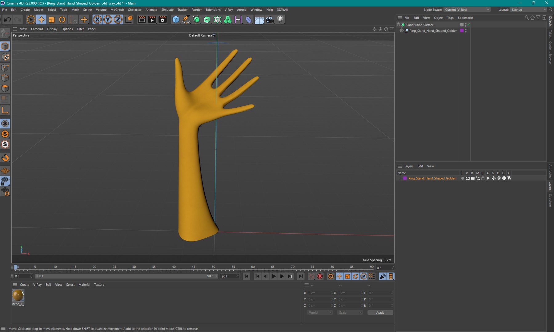 3D Ring Stand Hand Shaped Golden Model - TurboSquid 2304576