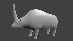 3D model Elasmotherium Ancient Rhino Low Poly