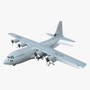US Military Transport Aircraft Lockheed C 130 Hercules with Cargo Rigged for Cinema 4D