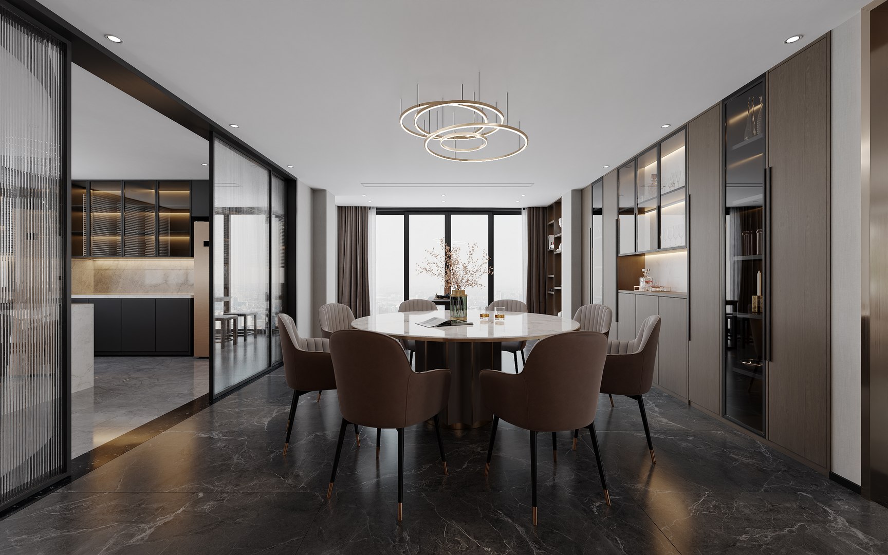 3D Modern Luxury Open Living And Dining Room Interior - TurboSquid 2418097