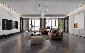 Modern Luxury Open Living and Dining Room Interior