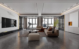 Modern Luxury Open Living and Dining Room Interior