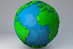 Crystallised Low Poly Cartoon Earth