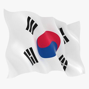 realistic south korea flag 3D model