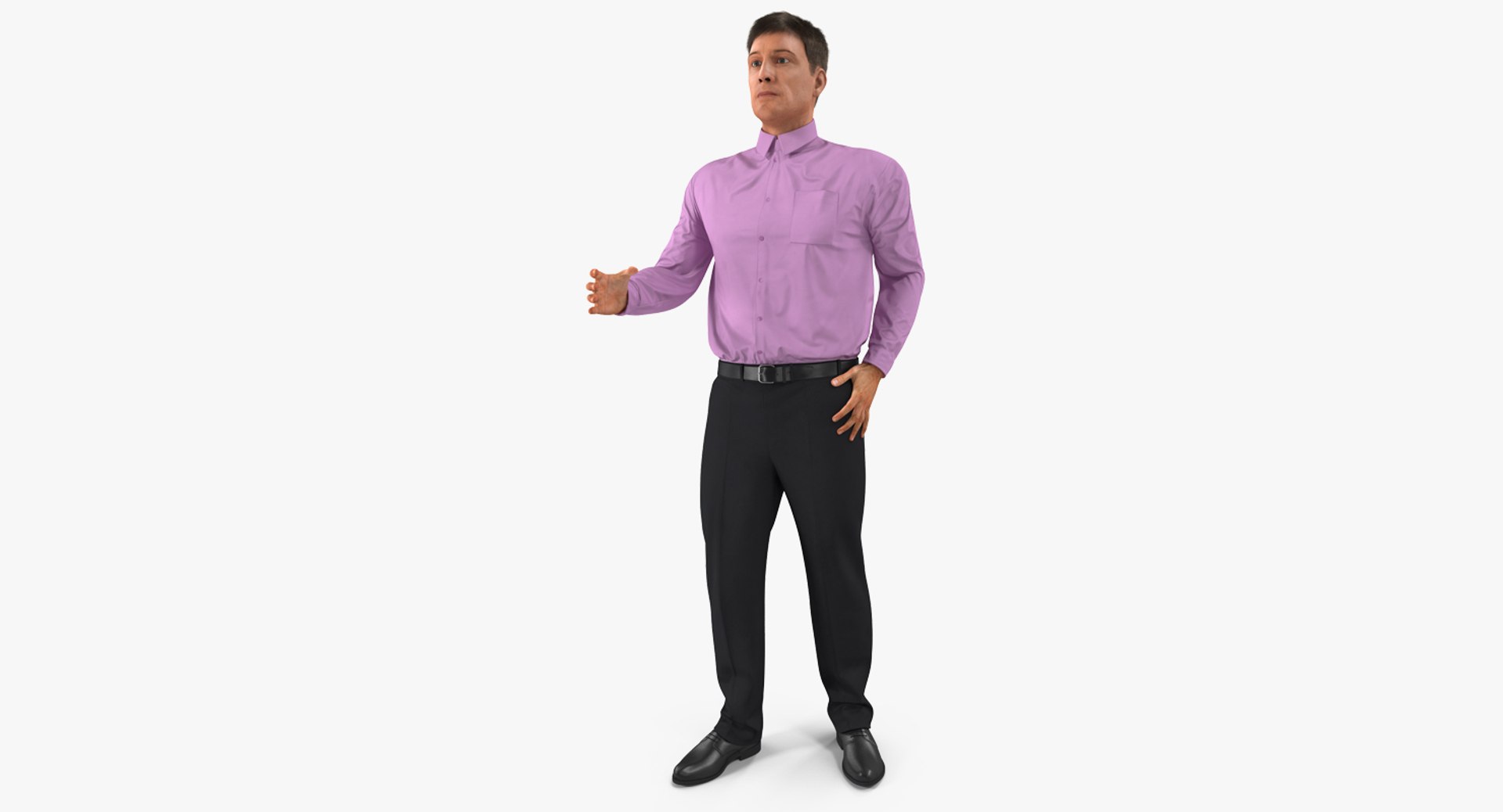 Men Business Casual Dress Rigged 3D model preview