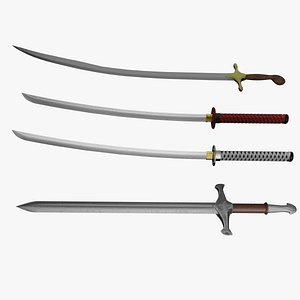 Realistic Sword Pack Katana Curved Sword Longsword