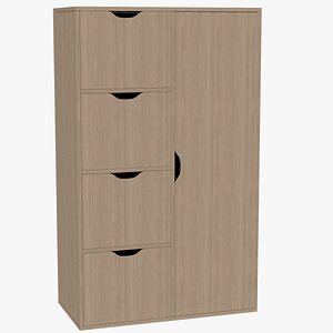 3D Storage Cabinet with 1 Door and 4 Drawers