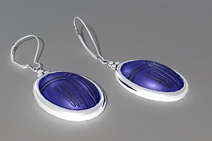 earrings blue scarab 3d model
