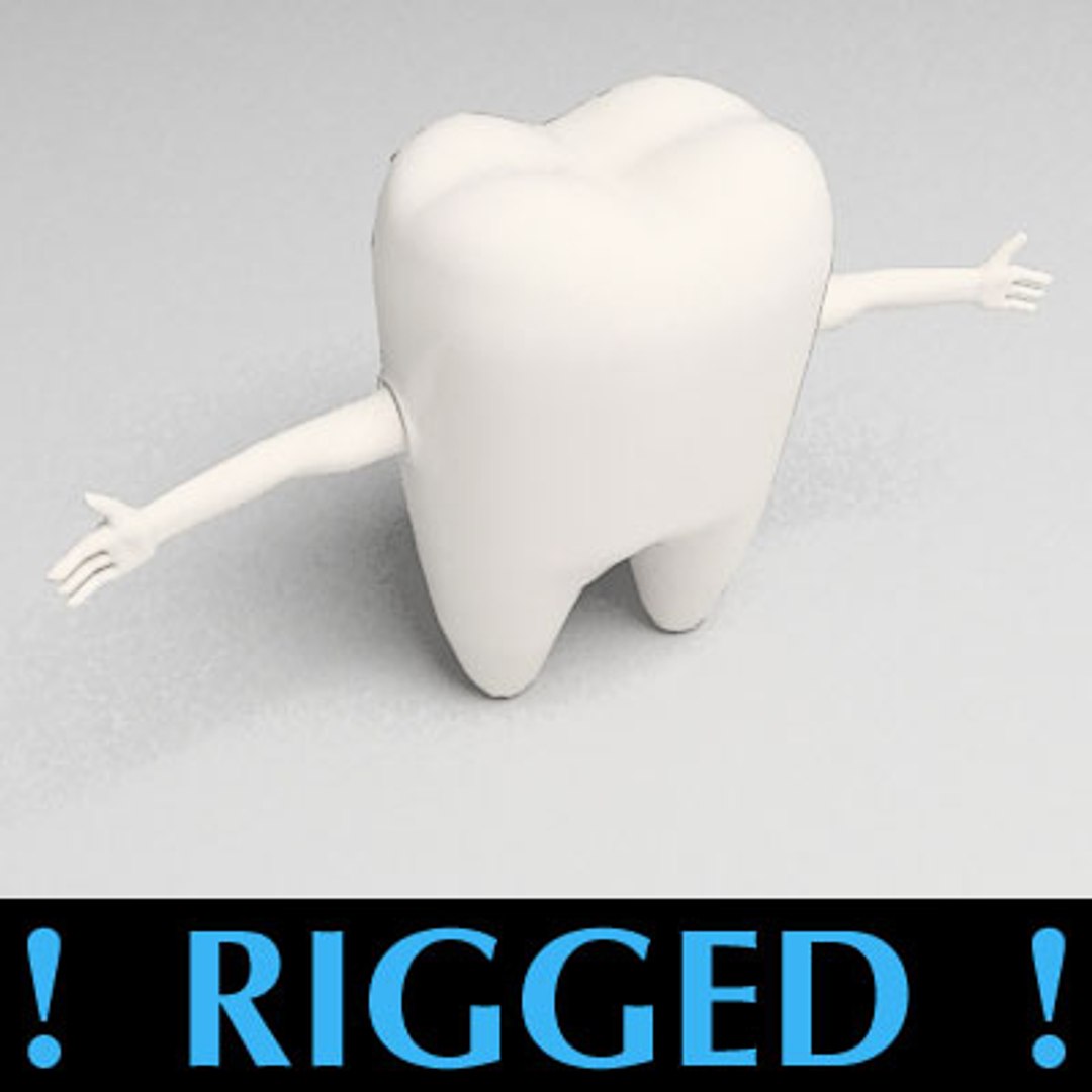 Cartoon Tooth Rigged Character 3d Model