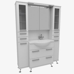 3d bathroom furniture set wardrobe model