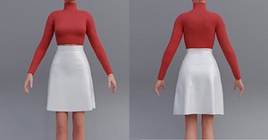 Christmas outfit - Turtleneck sweater and Skirt 3D