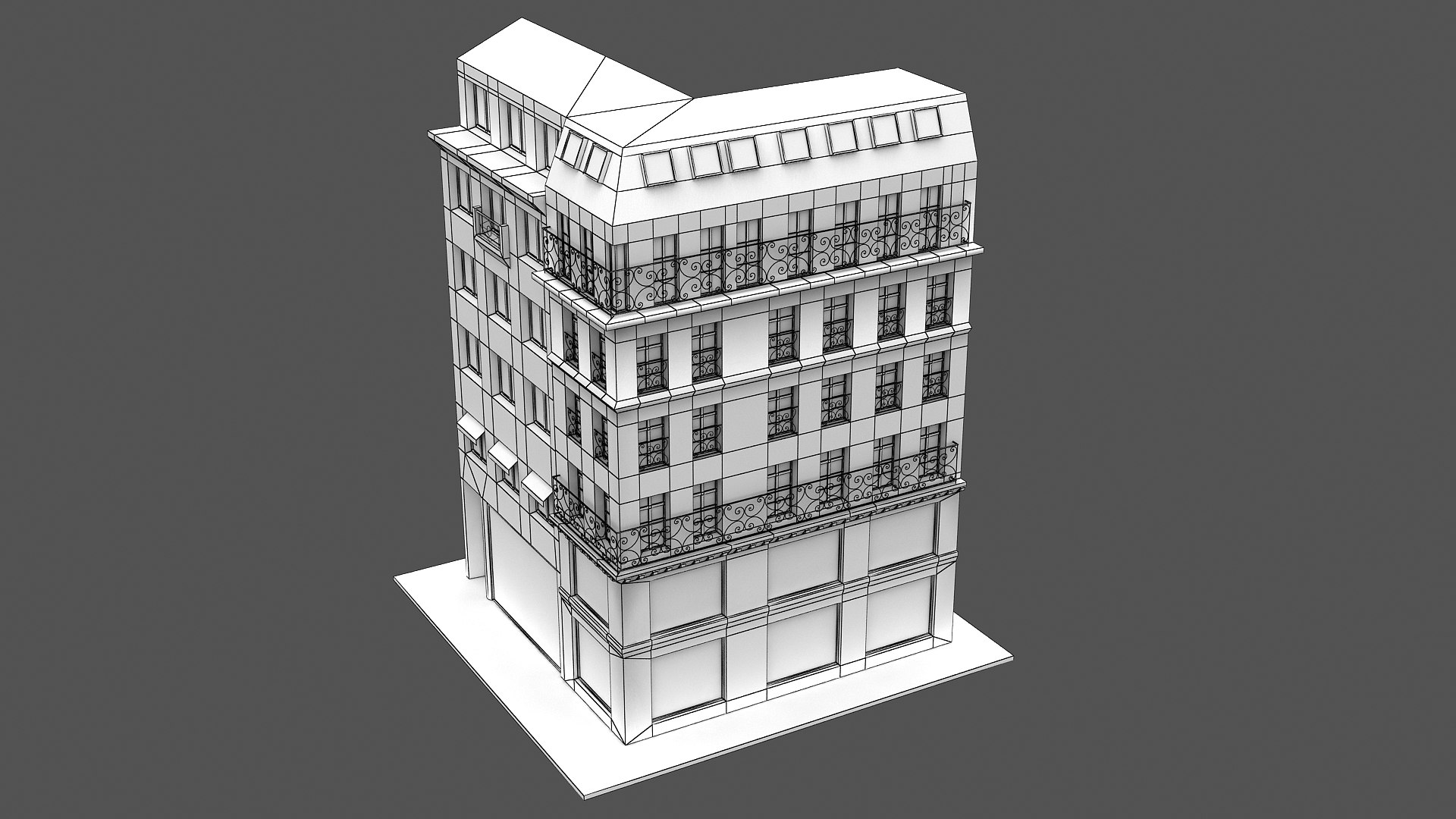 Typical Parisian Corner Building 03 3D model https://p.turbosquid.com/ts-thumb/D7/3Iz6Fa/Si/wire_010003/jpg/1618050573/1920x1080/fit_q87/edd39761261729885eb0604026e9dbbfeb07327e/wire_010003.jpg
