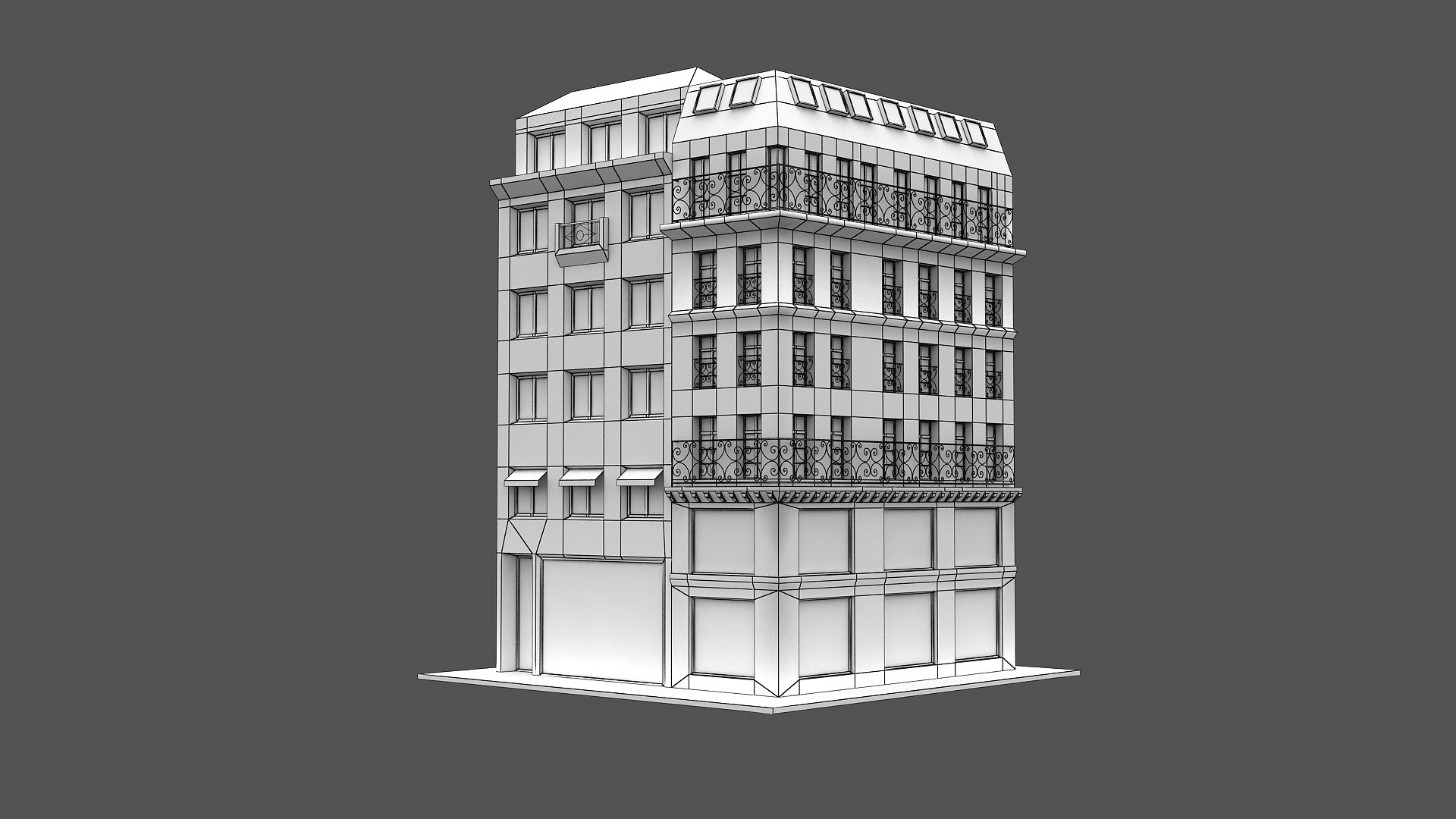 Typical Parisian Corner Building 03 3D model https://p.turbosquid.com/ts-thumb/D7/3Iz6Fa/XJ/wire_010005/jpg/1618050472/1920x1080/fit_q87/1a967a88495f2451f5ad187af5023a2e431635e5/wire_010005.jpg