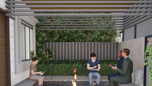 pergola seating area SketchUp model with wooden flooring 3D model