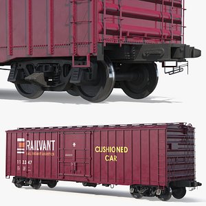 Covered Rail Cargo Boxcar X58 Maroon Color 3D