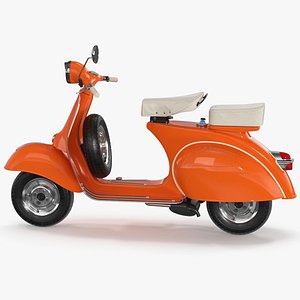 Vintage Scooter Orange Rigged for Cinema 4D
