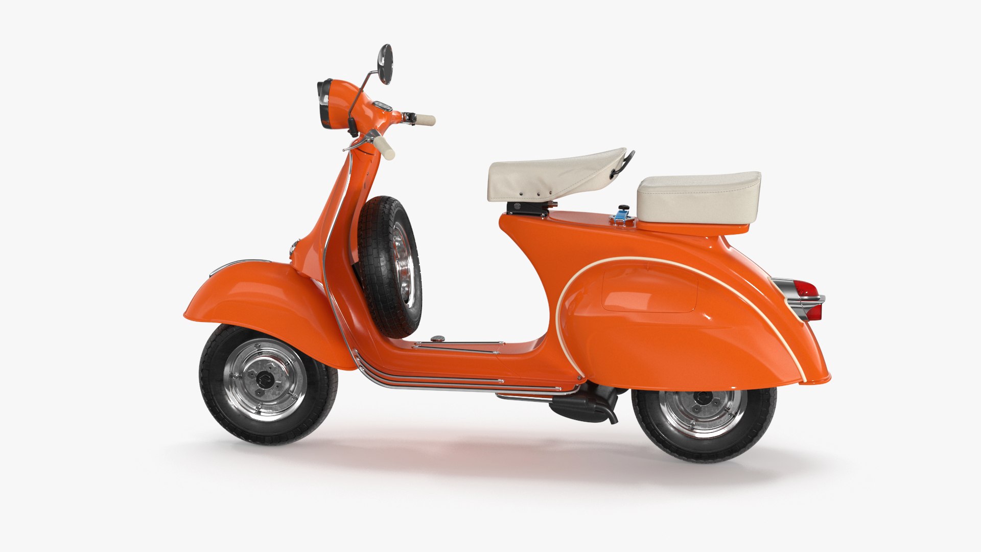 Vintage Scooter Orange Rigged for Cinema 4D 3D model preview