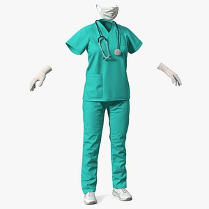Green Medical Female Uniform model