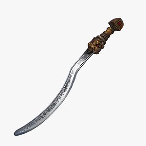 3D Fantasy Sword RPG Assyrian Sappara Sickle Sword Curved Blade Kopesh model