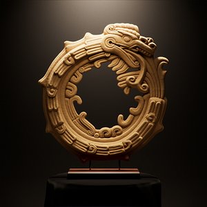 Ouroboros Mayan Sandstone Sculpture