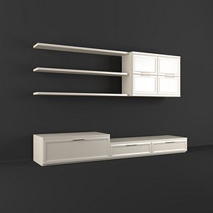 Modern Floating TV Wall Unit with Shelves and Storage Cabinets