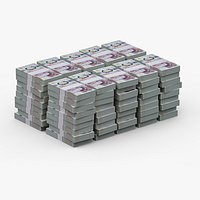 British Currency 50 Pounds Banknotes Stack