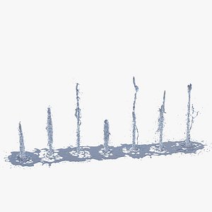 3D 50cm height 7 Tiny Trickle Fountains rising up - Animation of 15s at 60fps model
