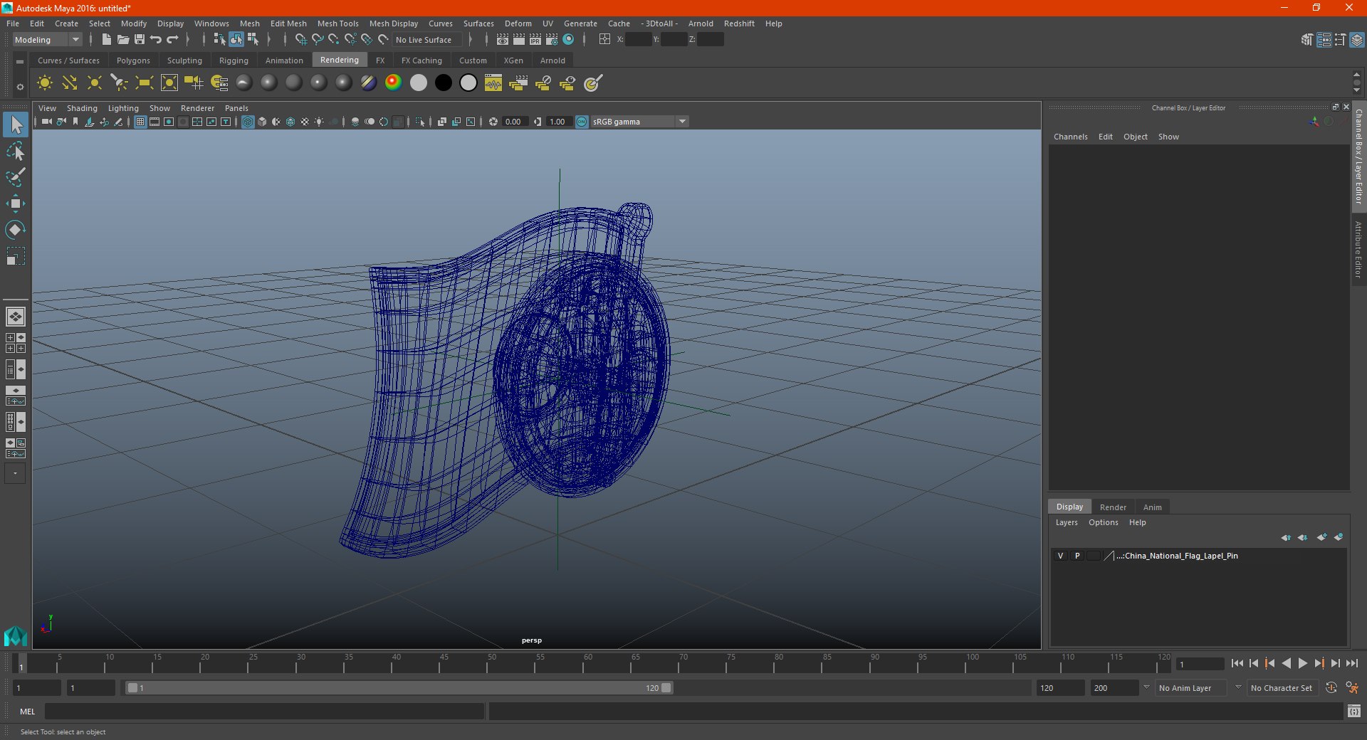 China National Flag Lapel Pin 3D model preview
