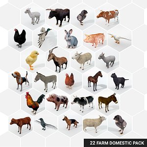 25 Farm Domestic Animals Pack - Animal Collection